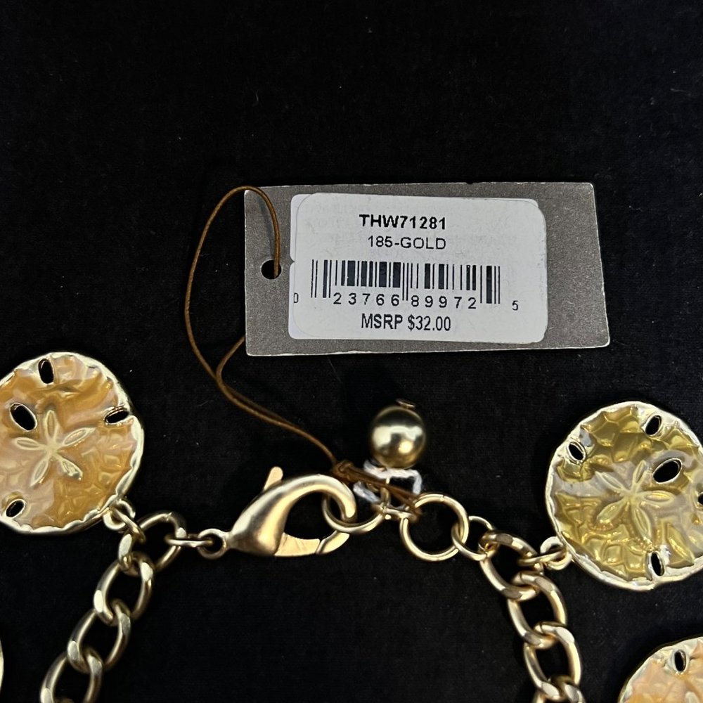 Tommy Bahama Gold Tone Sand Dollar Necklace, Earrings And Bracelet (3679) - Picture 10 of 11